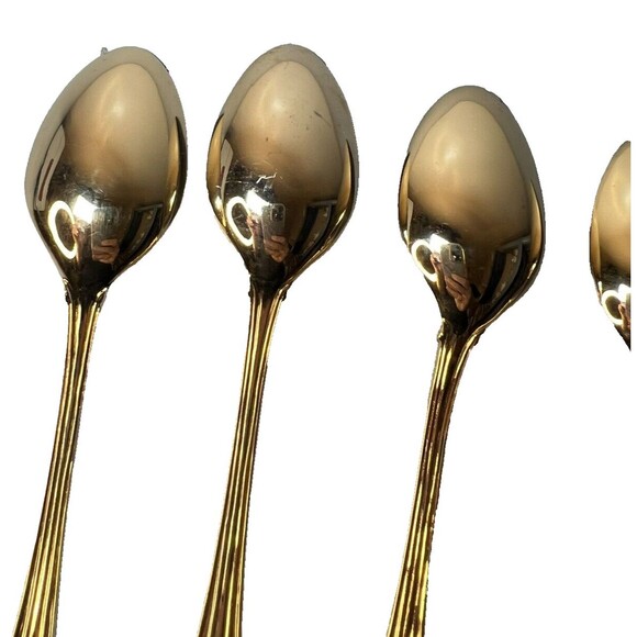 FB Rogers Golden Plated Electroplate American Chipendale 5 Spoons Tsp - Picture 10 of 16